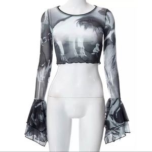 Kpop Style Mesh Crop Top